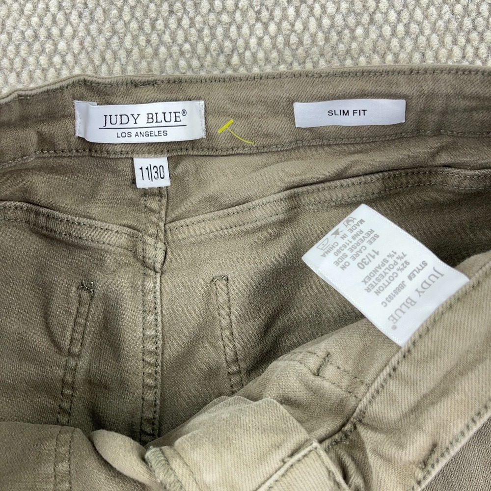 Judy Blue Jeans‎ Women 11 30 Slim Fit Carpenter Olive Green Moss Denim Straight - Picture 4 of 13